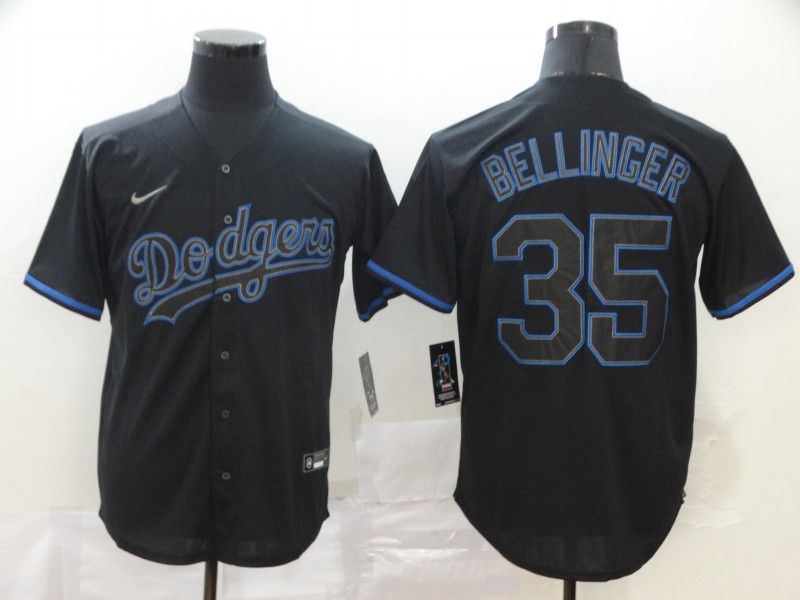 Men Los Angeles Dodgers #35 Bellinger Black Nike Game MLB Jerseys
